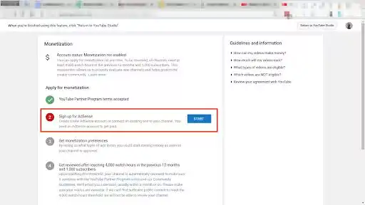 cara daftar adsense youtube