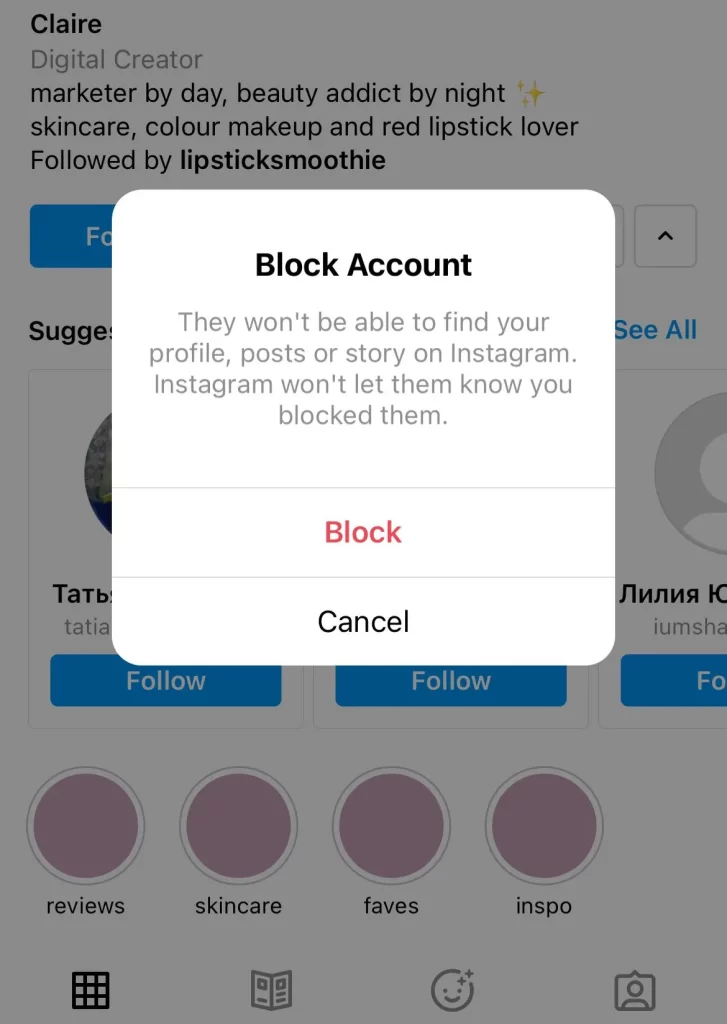 cara blokir akun di instagram