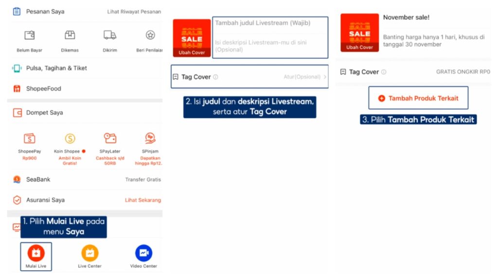 cara live di shopee bagi pemula