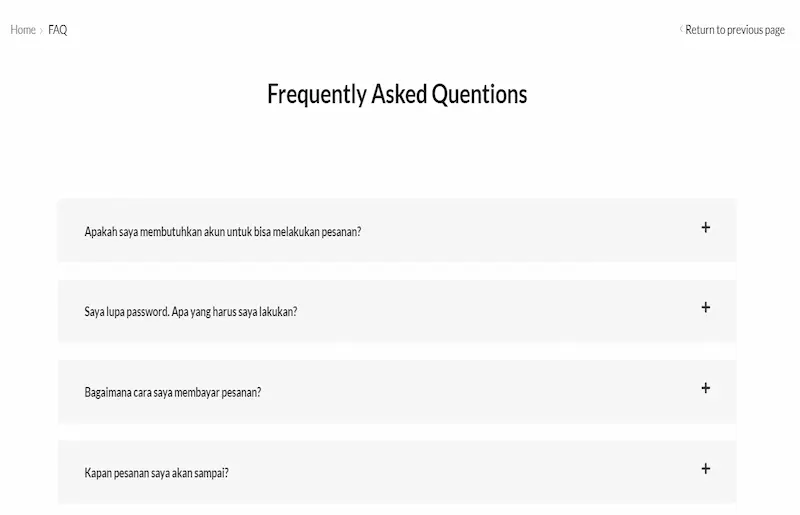 contoh FAQ online shop