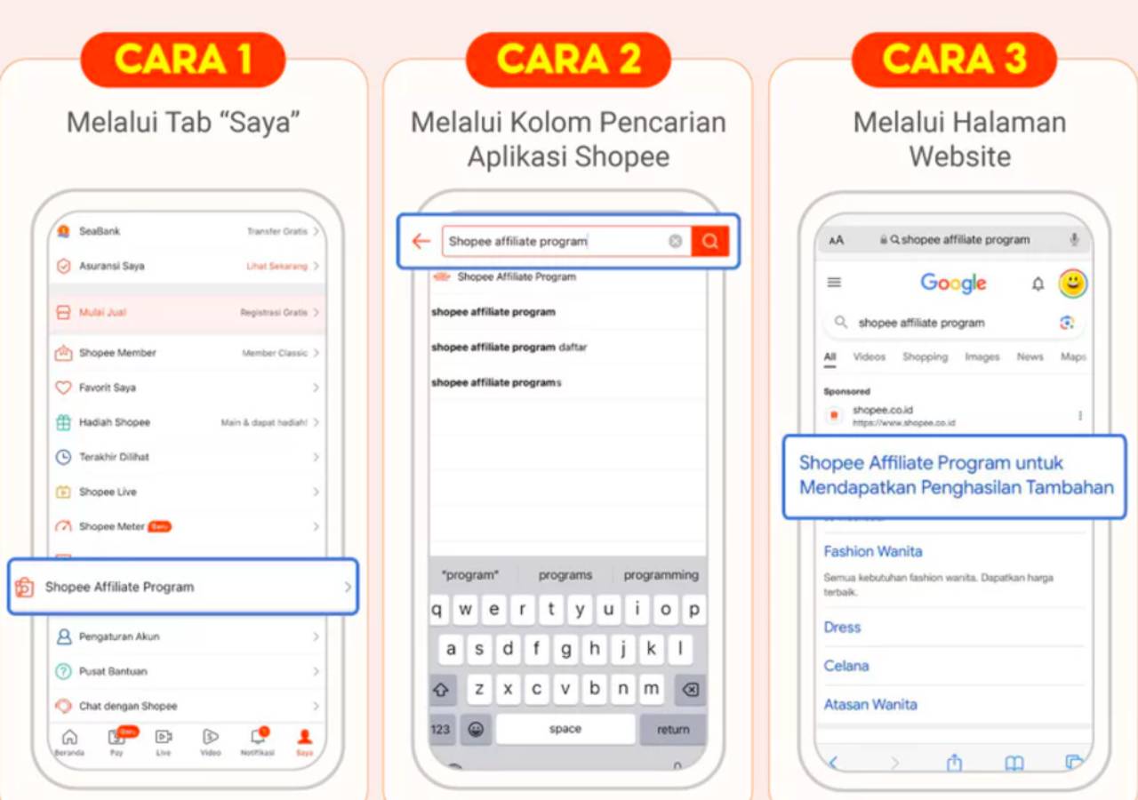 tata cara Daftar Shopee Affiliate